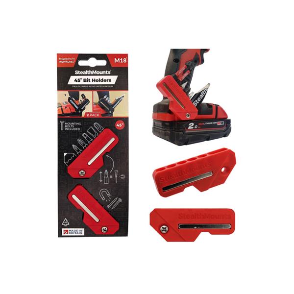 Stealth MountsMilwaukee 18v Angled Bit Holder (2 Pack) BH-M18-45-RED