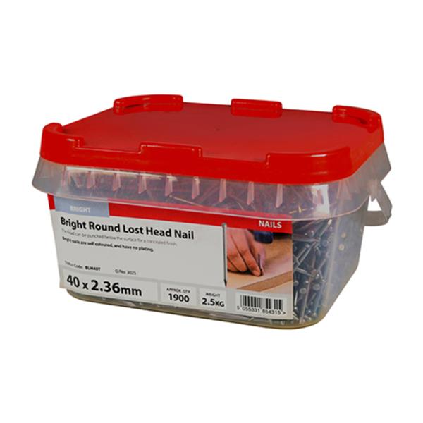 Timco40 x 2.36 Round Lost Head Nail - Bright 2.5 KG