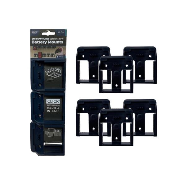 Stealth MountsBosch 18v Battery Mounts (6 Pack) BM-BO18-BLU-6