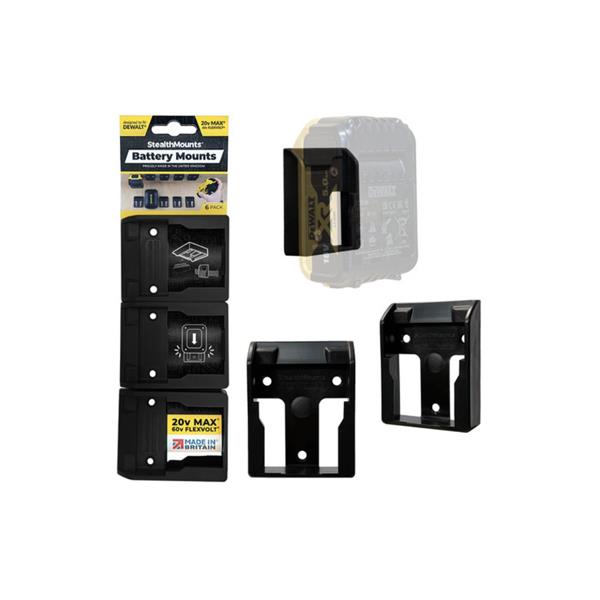 Stealth MountsDewalt 18v Battery Mounts (6 Pack) BM-DW20-BLK-6