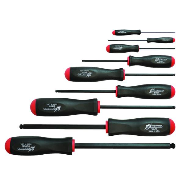BondhusBSX9 Ball Driver Hex Screwdriver 9pcs Metric Set 1.5mm-10mm