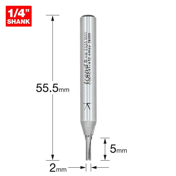 TrendTwo Flute Cutter 2mm diameter C001CX1/4TC