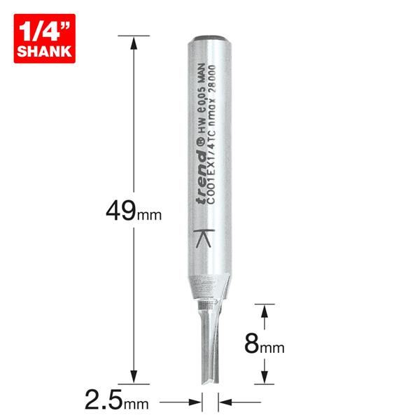 TrendTwo Flute Cutter 2.5mm diameter C001EX1/4TC