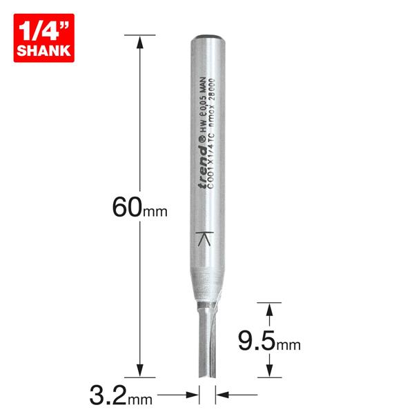 TrendTwo Flute Cutter 3.2mm diameter C001X1/4TC