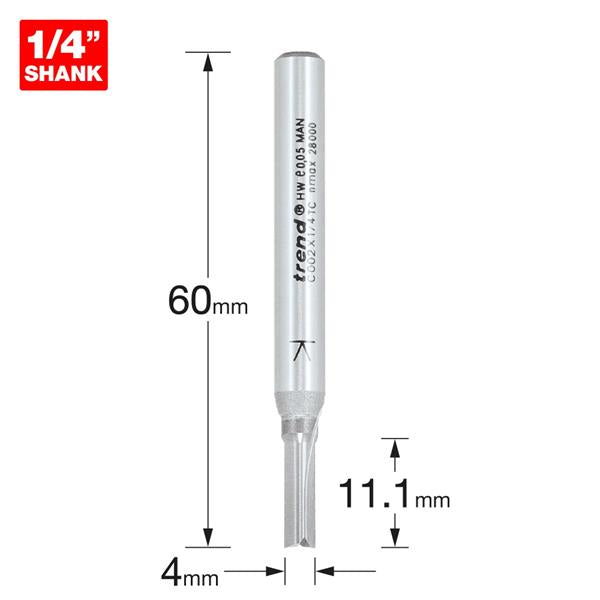 TrendTwo Flute Cutter 4mm diameter C002X1/4TC