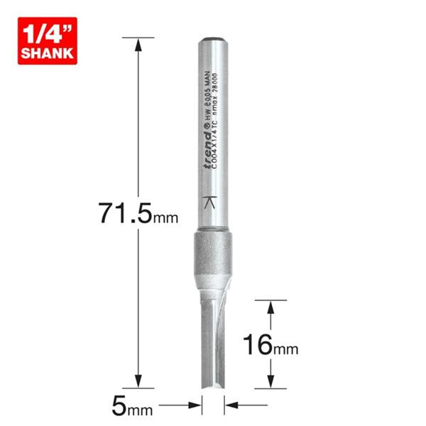 TrendTwo Flute Cutter 5mm diameter C004X1/4TC