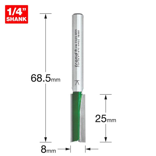 TrendTwo Flute Cutter 8.0mm diameter C012AX1/4TC
