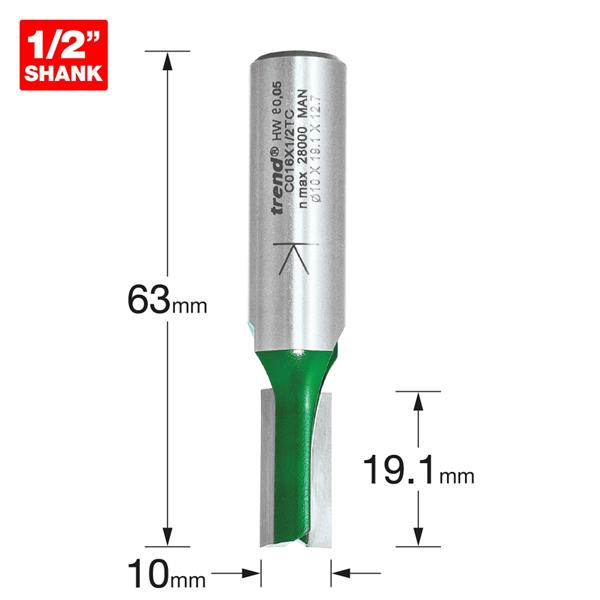 TrendTwo Flute Cutter 10mm diameter C016X1/2TC