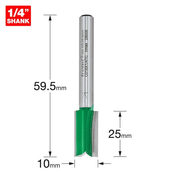 TrendTwo flute Cutter 10mm diameter C016X1/4TC