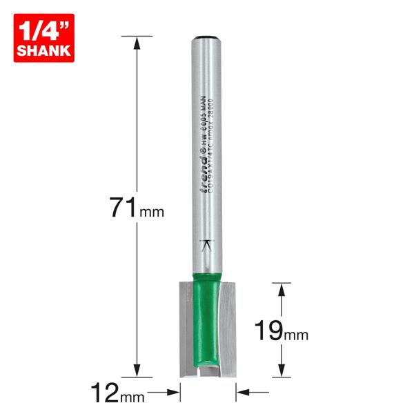TrendCraft Pro 12mm x 19mm 1/4in Long Shank for Hinge Jig C019AX1/4TC