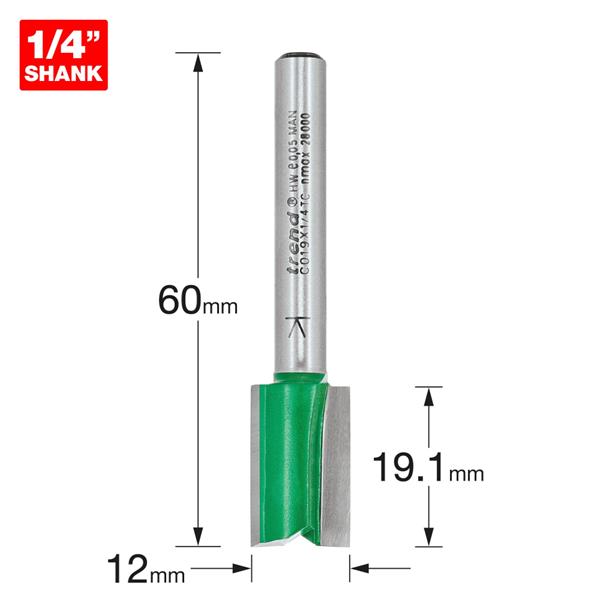 TrendTwo Flute Cutter 12mm diameter C019X1/4TC