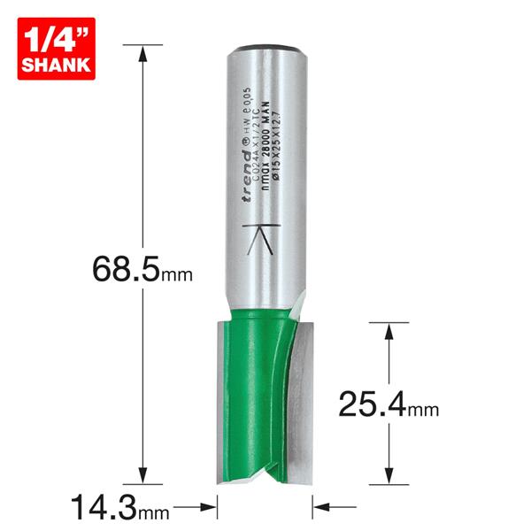 TrendTwo Flute Cutter 14.3mm diameter C024X1/4TC