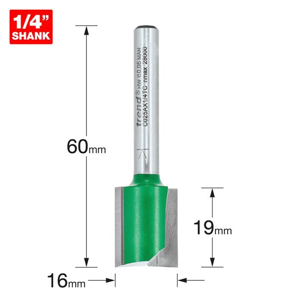 TrendTwo Flute Cutter 16mm diameter C025AX1/4TC