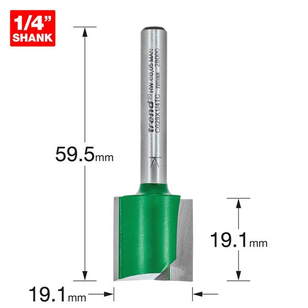 TrendTwo Flute Cutter 19.1mm diameter C029X1/4TC