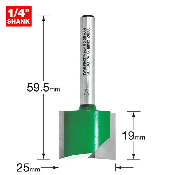 TrendTwo flute Cutter 25mm diameter C033AX1/4TC