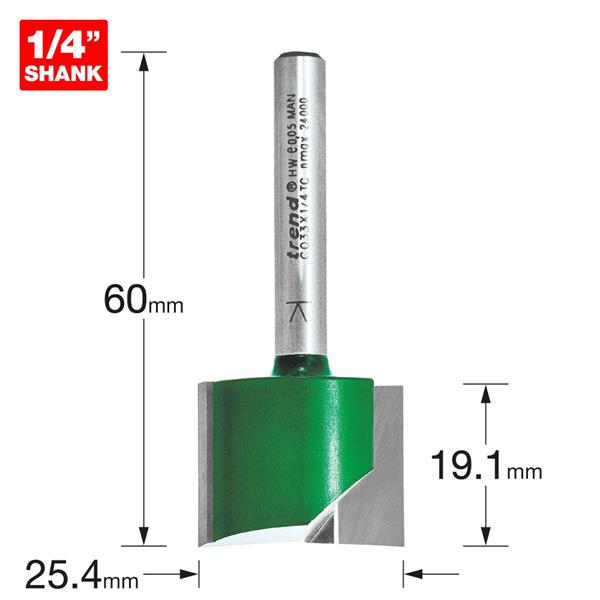 TrendTwo flute Cutter 25.4mm diameter C033X1/4TC