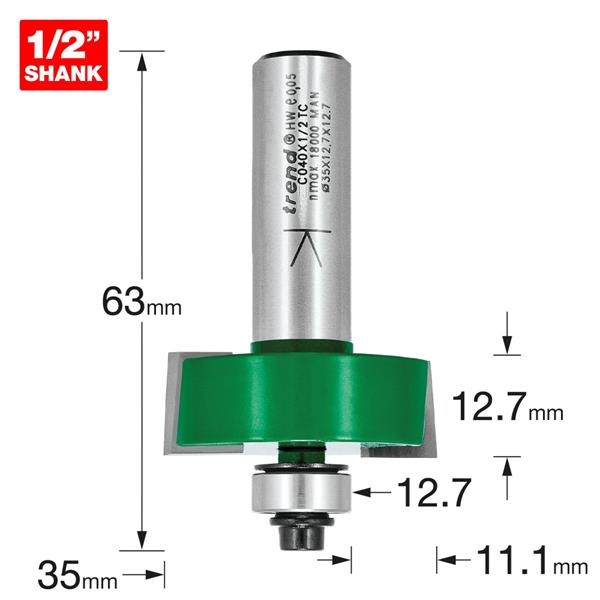 TrendSelf guided rebater 35mm diameter x 12.7mm cut C040X1/2TC
