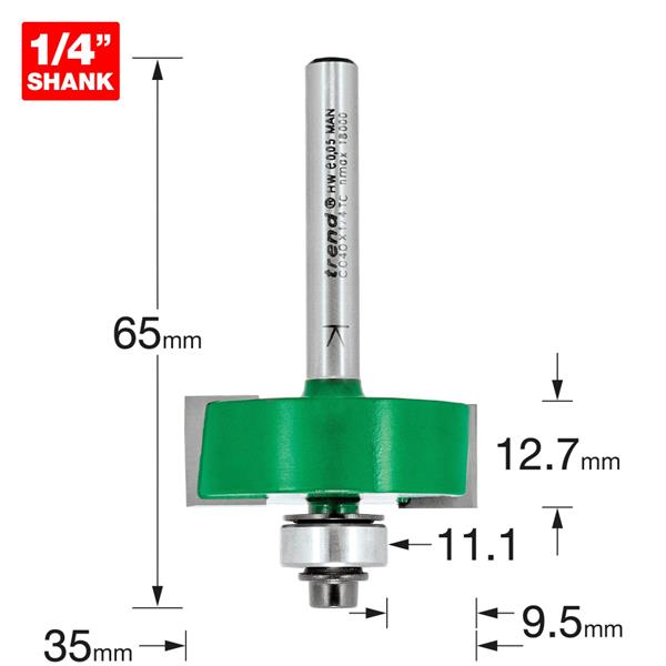 TrendSelf guided rebater 35mm diameter x 12.7mm cut C040X1/4TC