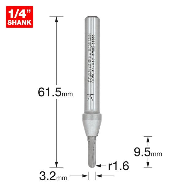 TrendRadius 1.6mm radius x 3.2mm diameter C050X1/4TC