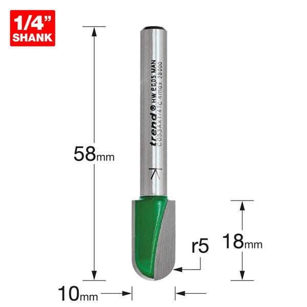 TrendRadius 5.0mm radius x 18mm cut C053AX1/4TC