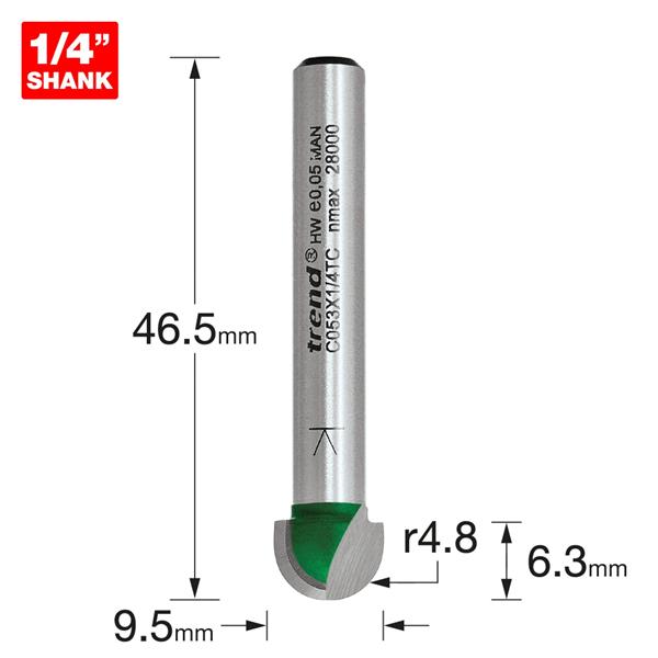 TrendRadius 4.8mm radius x 9.5mm diameter C053X1/4TC