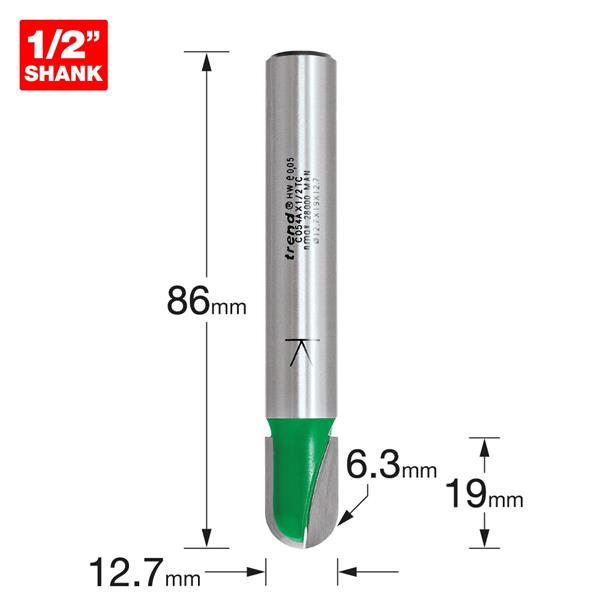 TrendCove radius 6.35mm x 19mm cut C054AX1/2TC