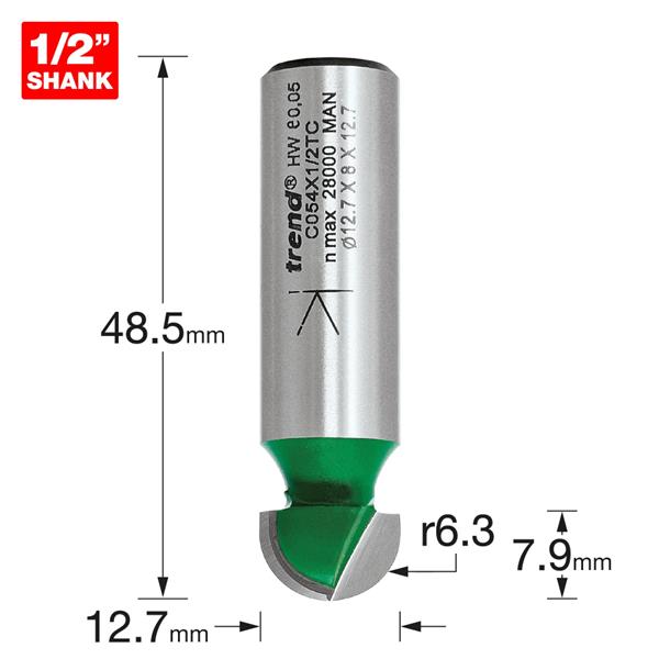 TrendCove radius 6.35mm x 7.9mm cut C054X1/2TC