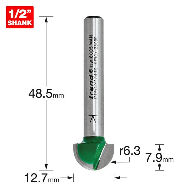 TrendRadius 6.3mm radius x 12.7mm diameter C054X1/4TC