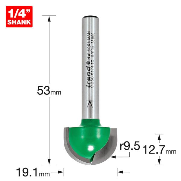 TrendRadius 9.5mm radius x 19.1mm diameter C056X1/4TC