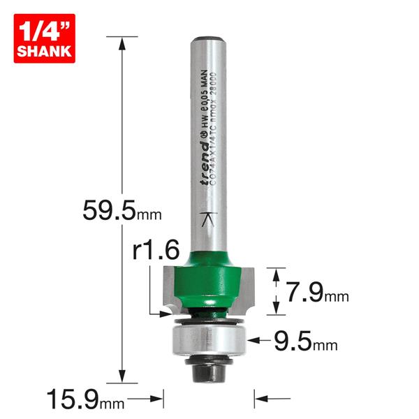TrendRounding over 1.6mm radius x 7.9mm cut C074AX1/4TC