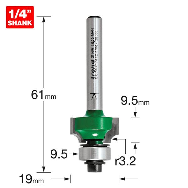 TrendRounding over 3.2mm radius x 9.5mm cut C074X1/4TC