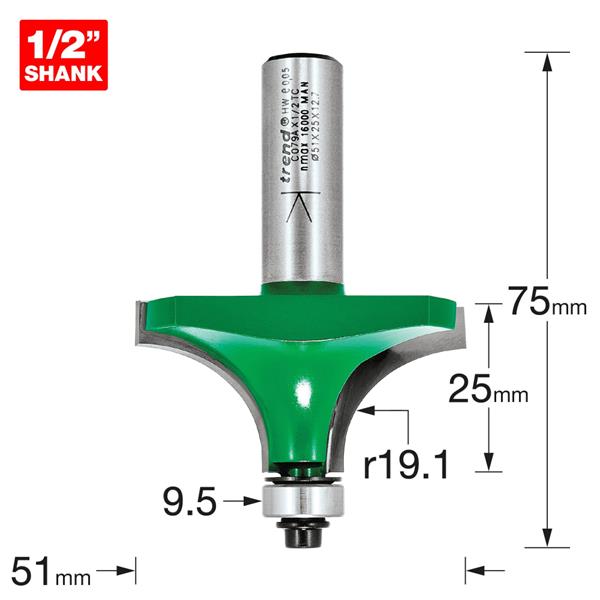 TrendRounding over 19mm radius x 25mm cut C079AX1/2TC