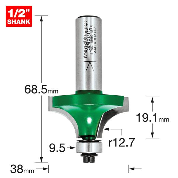 TrendRounding over 12.7mm radius x 19.1mm cut C079X1/2TC
