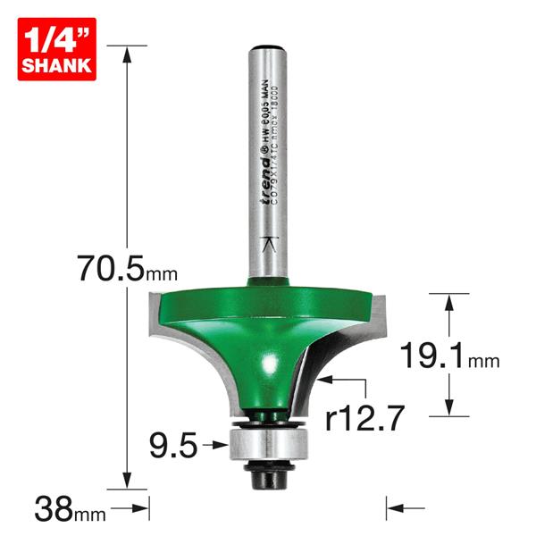 TrendRounding over 12.7mm radius x 19.1mm cut C079X1/4TC