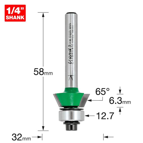 TrendSelf guided bevel trim angle=65 degrees C119X1/4TC