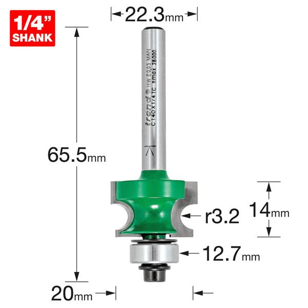 TrendCorner bead 3.2mm radius C140X1/4TC