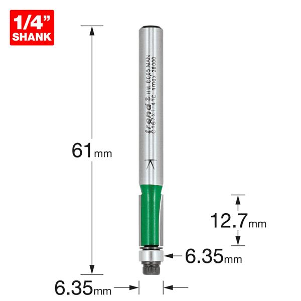 TrendGuided trimmer 6.35mm diameter x 12.7mm C167X1/4TC