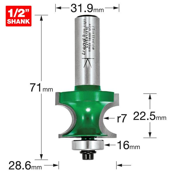 TrendBearing guided corner bead 7mm radius C215X1/2TC