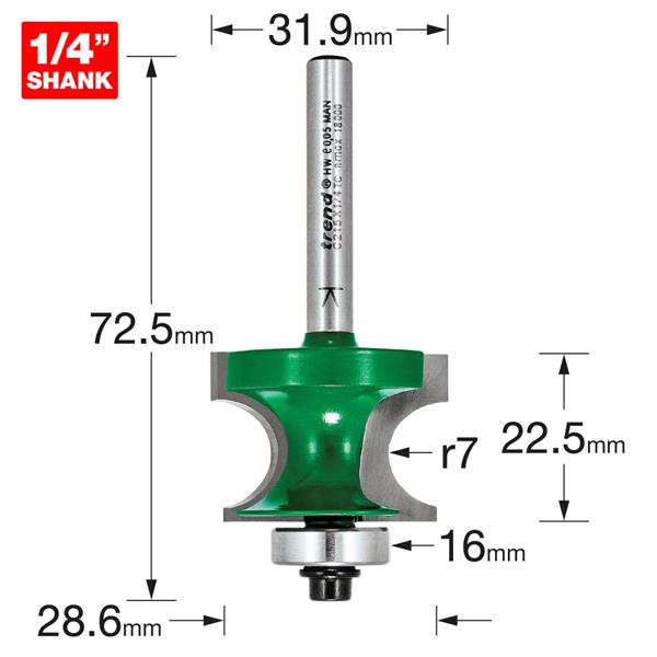 TrendBearing guided corner bead 7mm radius C215X1/4TC