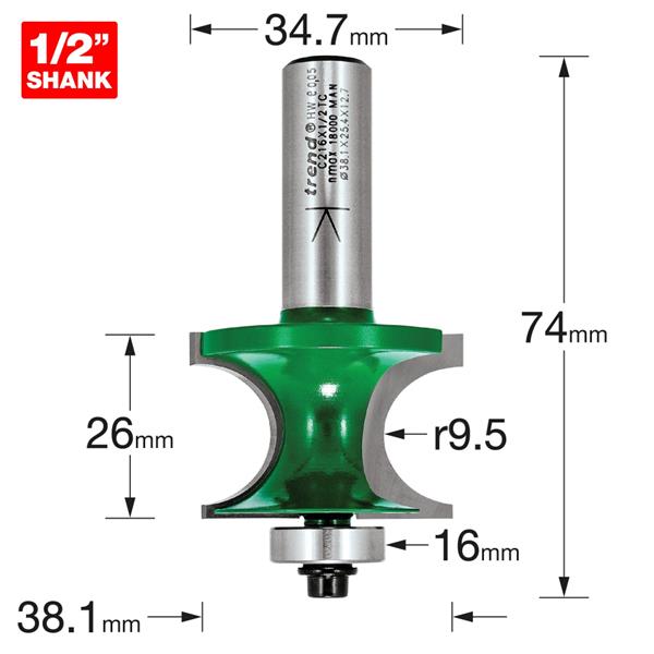 TrendBearing guided corner bead 9.5mm radius C216X1/2TC