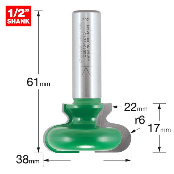 TrendTrend CraftPro 1/2in Drawer Pull 6.3mm rad x 38mm dia C281X1/2TC