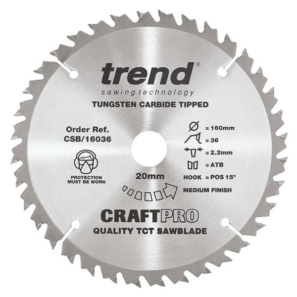 TrendCraft saw blade 160mm x 36 teeth x 20mm CSB/16036
