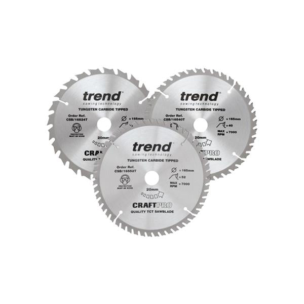 TrendCraft saw blade 165mm triple pack CSB/165/3PK/B