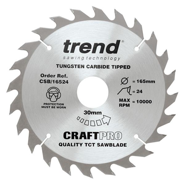 TrendCraft saw blade 165mm x 24 teeth x 30mm combination blade CSB/16524