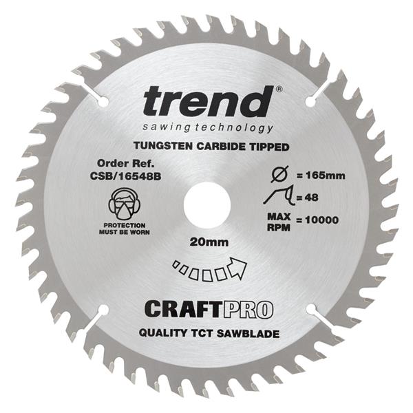 TrendCraft saw blade 165mm x 48 teeth x 20 fine finish for plunge saws CSB/16548B