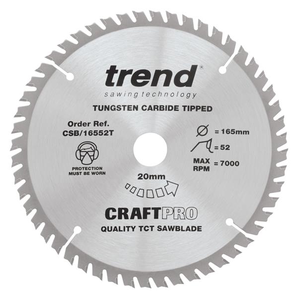 TrendCraft saw blade 165mm x 52 teeth x 20 thin CSB/16552T