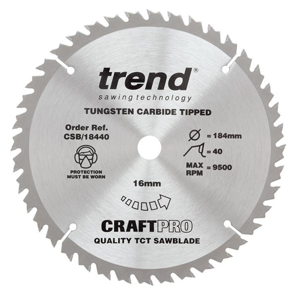 TrendCraft saw blade 184mm x 40 teeth x 16mm CSB/18440