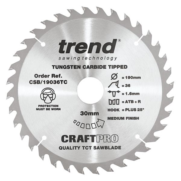 TrendCraft saw blade 190mm x 36 teeth x 30 x 1.55 for DCS575 CSB/19036TC