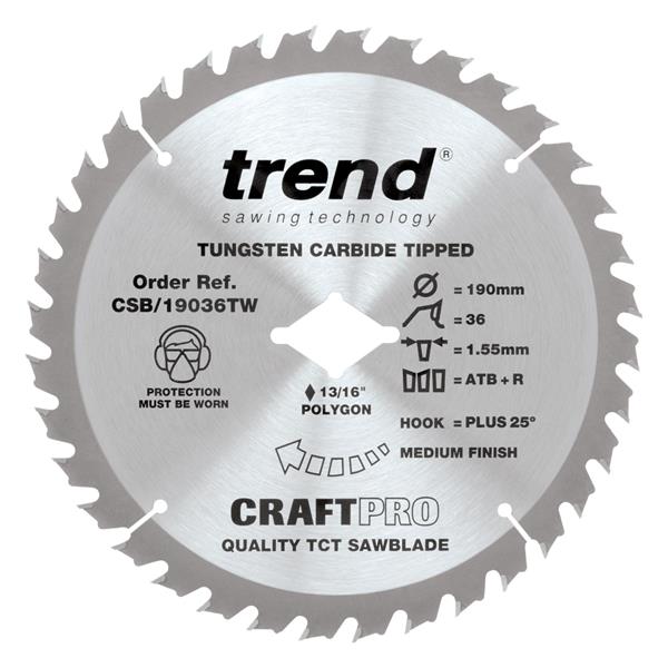 TrendCraft saw blade 190mm x 36 teeth x 5/8 thin Wormdrive CSB/19036TW