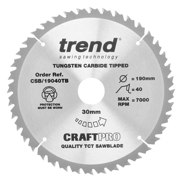TrendCraft saw blade 190 x 40 teeth x 30 thin CSB/19040TB